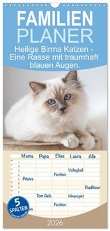 Produktbild: Familienplaner 2026 - Heilige Birma Katzen - Eine Rasse mit traumhaft blauen Augen. mit 5 Spalten (Wandkalender, 21 x 45 cm) CALVENDO