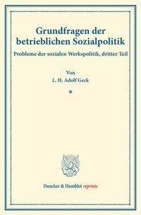 Produktbild: Grundfragen der betrieblichen Sozialpolitik.