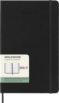 Produktbild: Moleskine 18 Monate Wochenkalender 2026/2027, L/A5, 1 Wo = 2 Seiten, Horizontal, Fester Einband, Schwarz