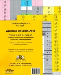 Produktbild: D&uuml;rckheimRegister&reg; STEUERERLASSE Gesetze und &sect;&sect;, OHNE Stichworte