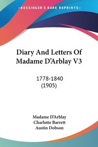 Produktbild: Diary And Letters Of Madame D'Arblay V3