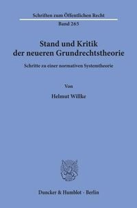 Produktbild: Stand und Kritik der neueren Grundrechtstheorie.