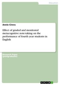 Produktbild: Effect of graded and monitored metacognitive note-taking on the performance of fourth year students in English