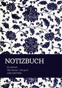 Produktbild: Notizbuch A4 dotted - 100 Seiten Soft Cover - floral blau