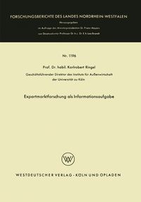 Produktbild: Exportmarktforschung als Informationsaufgabe