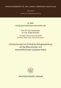 Produktbild: Untersuchungen zum Einflu&szlig; der Gef&uuml;geausbildung auf das W&auml;lzreibungs- und Verschlei&szlig;verhalten verg&uuml;teter St&auml;hle