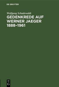 Produktbild: Gedenkrede auf Werner Jaeger 1888-1961