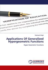 Produktbild: Applications Of Generalized Hypergeometric Functions