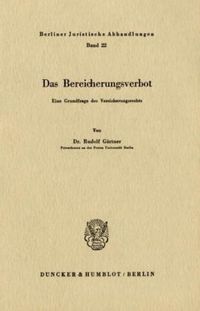 Produktbild: Das Bereicherungsverbot.
