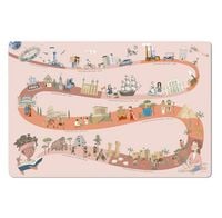 Produktbild: Scriptum Schreibtischunterlage f&uuml;r Kinder Zeitreise durch die Weltgeschichte in rosa, - 60 x 40 cm. aus premium Vinyl