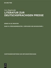 Produktbild: Personenregister ( Verfasser und Biographien )