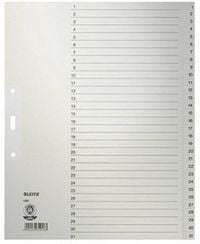 Produktbild: Leitz Register 12310085 DIN A4 1-31 volle H&ouml;he Papier grau