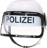 Produktbild BestSaller 1419 - Kinder-Polizeihelm mit Klappvisier, Kunststoff, weiß/schwarz, verstellbare Passform für Kopfumfang von 47-55 cm