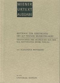 Produktbild: Weinmann, A: Verzeichnis der Musikalien aus dem k.u.k. Hofth