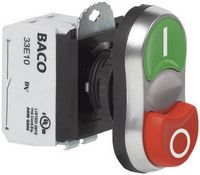 Produktbild: BACO BAL61QB21A L61QB21A Doppeldrucktaster Frontring Kunststoff, verchromt Gr&uuml;n, Rot 1St.