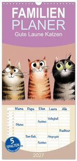 Produktbild: Familienplaner 2027 - Gute Laune Katzen mit 5 Spalten (Wandkalender, 21 x 45 cm) CALVENDO
