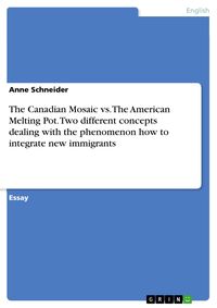 Produktbild: The Canadian Mosaic vs. The American Melting Pot. Two different concepts dealing with the phenomenon how to integrate new immigrants