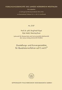 Produktbild: Darstellungs- und Konvergenzs&auml;tze f&uuml;r Quadraturverfahren auf C und Cm