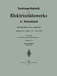 Produktbild: Nachtrags-Statistik der Elektrizit&auml;tswerke in Deutschland