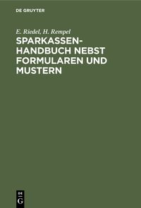 Produktbild: Sparkassenhandbuch nebst Formularen und Mustern