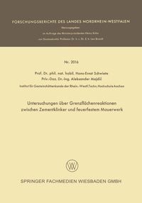 Produktbild: Untersuchungen &uuml;ber Grenzfl&auml;chenreaktionen zwischen Zementklinker und feuerfestem Mauerwerk