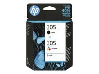 Produktbild: HP 305 - 2er-Pack - Schwarz, Farbe (Cyan, Magenta, Gelb)
