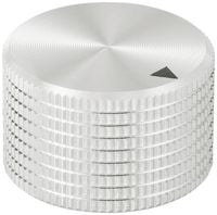 Produktbild: TRU COMPONENTS TC-11613812 Drehknopf mit Knopfmarkierung Silber (&Oslash; x H) 25 mm x 16 mm Aluminium 1 St.