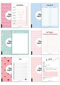 Produktbild: 6 Bl&ouml;cke inkl. Wochenplaner, Einkaufsliste, To Do Block/Liste, Notizblock, Kalender Notizblock, R&uuml;ckruf Notiz, 50 Seiten pro Block, DIN A6, Hochwertige Papierqualit&auml;t.