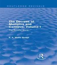 Produktbild: The Decrees of Memphis and Canopus: Vol. I (Routledge Revivals)