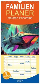Produktbild: Familienplaner 2027 - Motoren-Panorama mit 5 Spalten (Wandkalender, 21 x 45 cm) CALVENDO