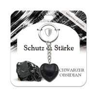 Produktbild: Schwarzer Obsidian Herz Schl&uuml;sselanh&auml;nger