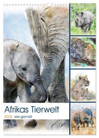 Produktbild: Afrikas Tierwelt - wie gemalt (Wandkalender 2026 DIN A3 hoch), CALVENDO Monatskalender