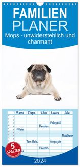Produktbild: Familienplaner 2026 - Mops - unwiderstehlich und charmant mit 5 Spalten (Wandkalender, 21 x 45 cm) CALVENDO