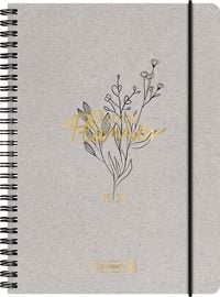 Produktbild: BRUNNEN Schülerkalender (2025/2026) "Botanical", 2 Seiten = 1 Woche, A5, 208 Seiten, Naturkarton-Umschlag, grau