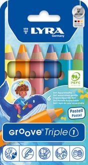 Produktbild: LYRA Aquarellstifte Groove Triple 1 Pastell 6 St&uuml;ck Kartonetui