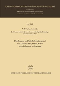 Produktbild: &Uuml;berlebens- und Wiederbelebungszeit von Gehirn, Herz, Leber, Niere nach Ischaemie und Anoxie