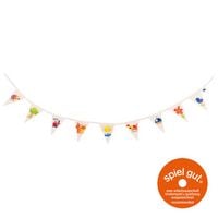 Produktbild: Goki 58636 - F&auml;hnchen-Girlande mit 9 Wimpfeln unbemalt, Baumwolle Fair Trade, 110x9,5cm