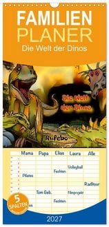 Produktbild: Familienplaner 2027 - Die Welt der Dinos mit 5 Spalten (Wandkalender, 21 x 45 cm) CALVENDO