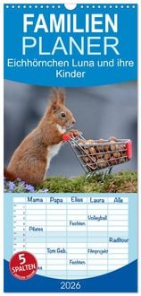 Produktbild: Familienplaner 2026 - Eichh&ouml;rnchen Luna und ihre Kinder mit 5 Spalten (Wandkalender, 21 x 45 cm) CALVENDO