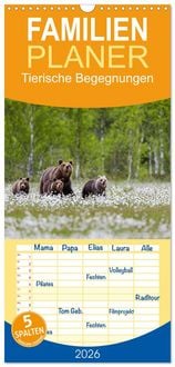 Produktbild: Familienplaner 2026 - Tierische Begegnungen mit 5 Spalten (Wandkalender, 21 x 45 cm) CALVENDO