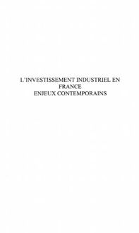 Produktbild: L'Investissement industriel enFrance