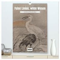 Produktbild: Feine Linien, wilde Wesen (hochwertiger Premium Wandkalender 2027 DIN A2 hoch), Kunstdruck in Hochglanz