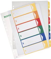 Produktbild: LEITZ&reg; Register Vollformat &uuml;berbreit farbig, 1-6 6teilig