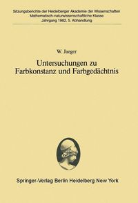 Produktbild: Untersuchungen zu Farbkonstanz und Farbged&auml;chtnis
