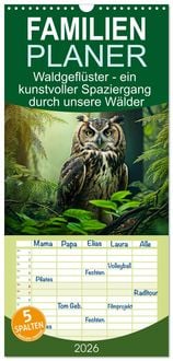 Produktbild: Familienplaner 2026 - Waldgefl&uuml;ster - ein kunstvoller Spaziergang durch unsere W&auml;lder mit 5 Spalten (Wandkalender, 21 x 45 cm) CALVENDO
