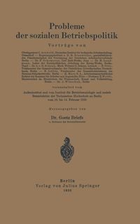 Produktbild: Probleme der sozialen Betriebspolitik