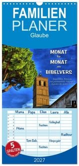 Produktbild: Familienplaner 2027 - Monat f&uuml;r Monat ein Bibelvers mit 5 Spalten (Wandkalender, 21 x 45 cm) CALVENDO