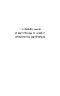 Produktbild: Transfert des savoirs et apprentissage en interculturelle et