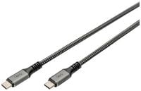 Produktbild: Digitus USB-C&reg; Kabel USB4&reg; USB-C&reg; Stecker 1.00 m Schwarz Geflechtschirm, Geschirmt, rei&szlig;fest, Rund, 8K UHD DB-300443-010-S