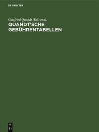 Produktbild: Quandt&rsquo;sche Geb&uuml;hrentabellen
